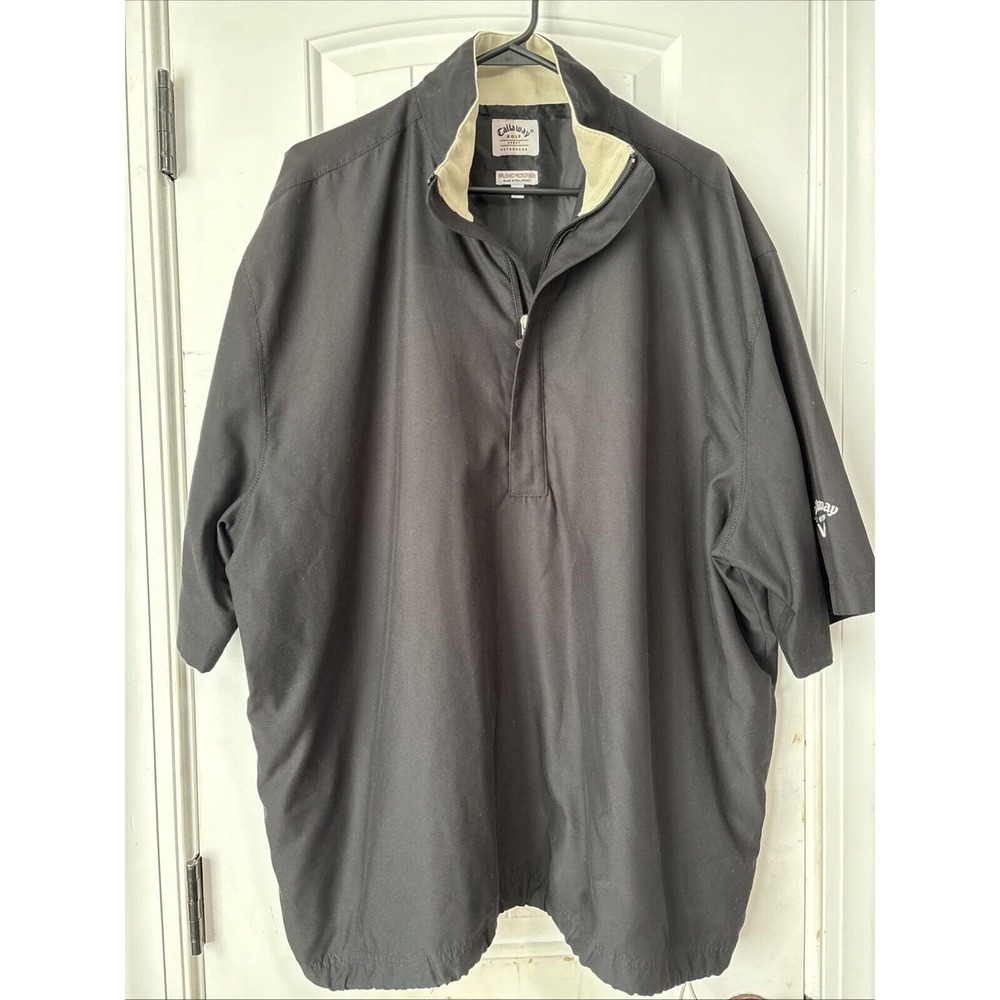 Callaway Golf 1/4 Zip Windbreaker Short Sleeves ~ Black ~ Mens Size XL